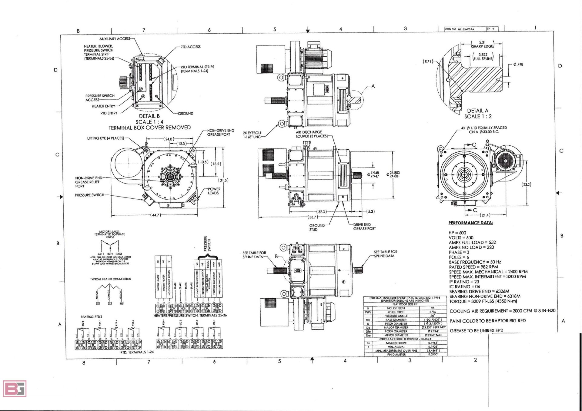 Ward Leonard WL16BVDSAB Raptor 600-HP vertical motor - Image 14 of 15