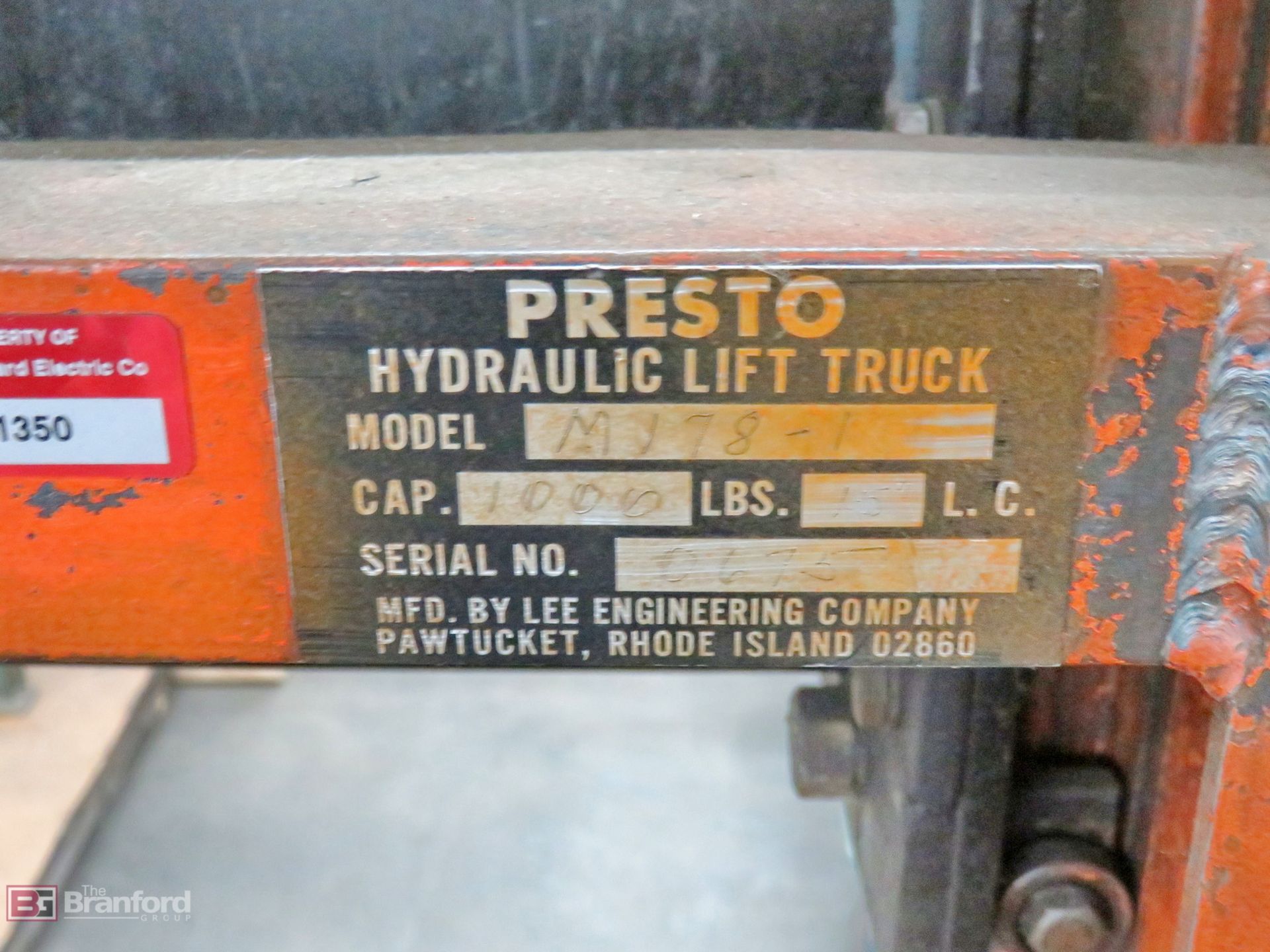Presto M178-1 hydraulic lift cart, 1,000-Lb capacity - Image 3 of 3