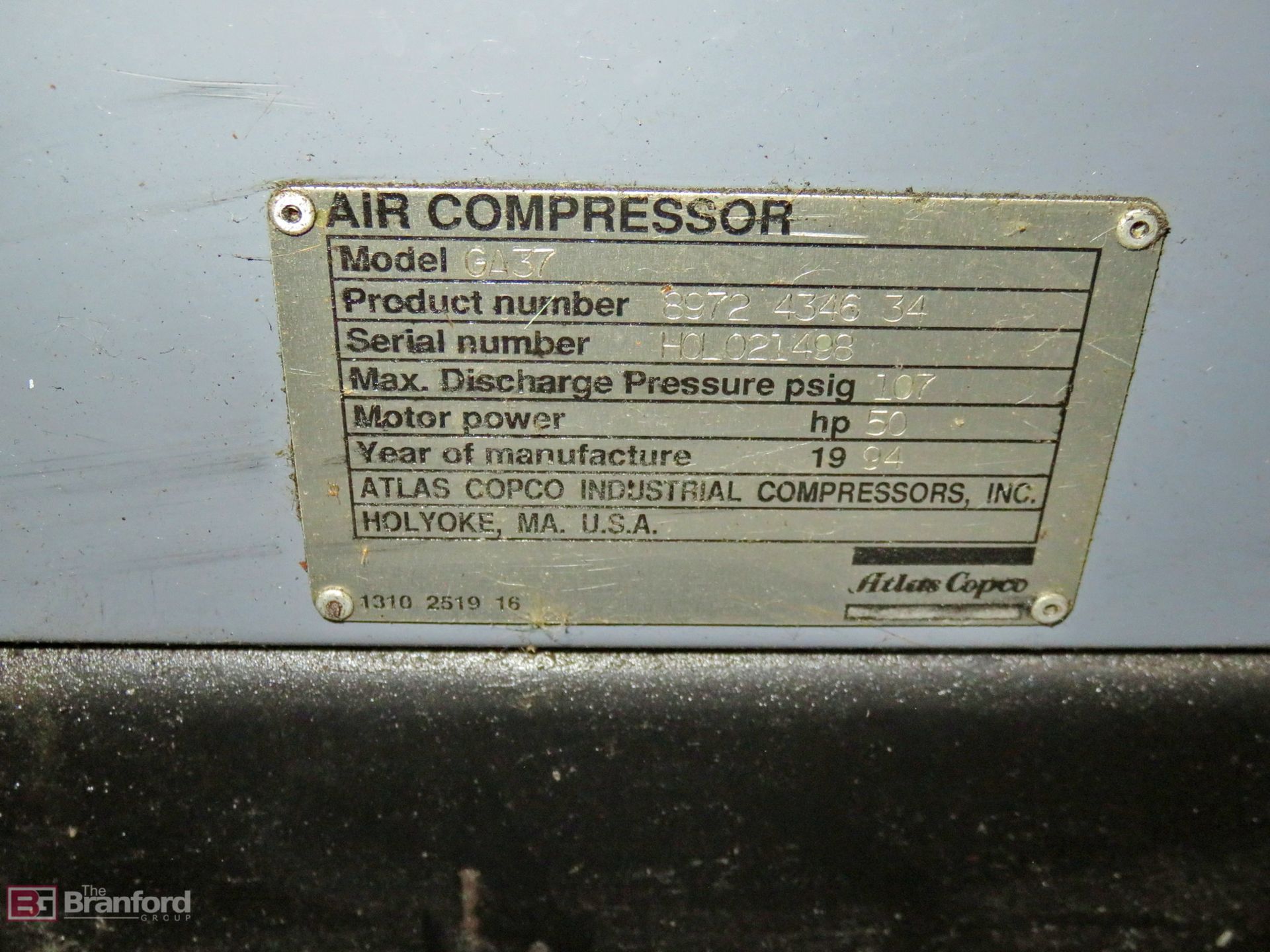 Atlas-Copco GA37 rotary screw air compressor, 50-HP - Image 4 of 4