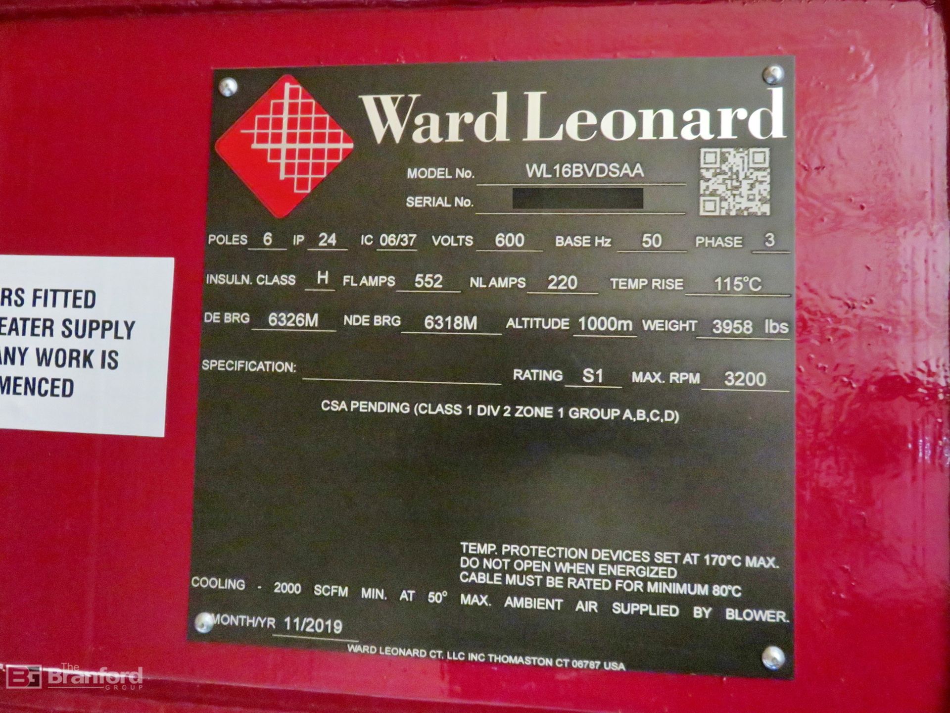Ward Leonard WL16BVDSAB Raptor 600-HP vertical motor - Image 12 of 15
