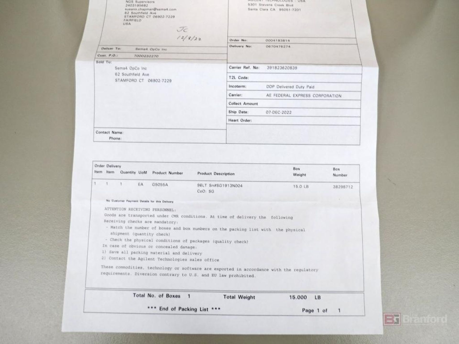 Agilent 96LT G5055A Liquid Handling Tip Head - New in Box - Image 2 of 3