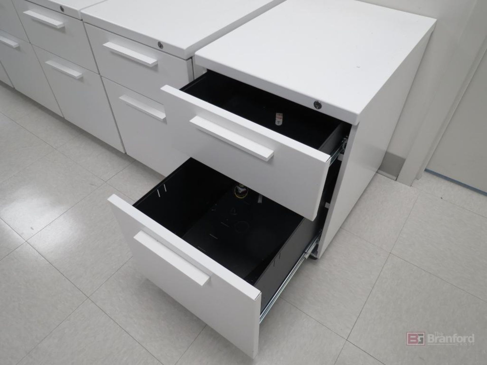 (5) White Metal Two Drawer Cabinets - Image 3 of 3