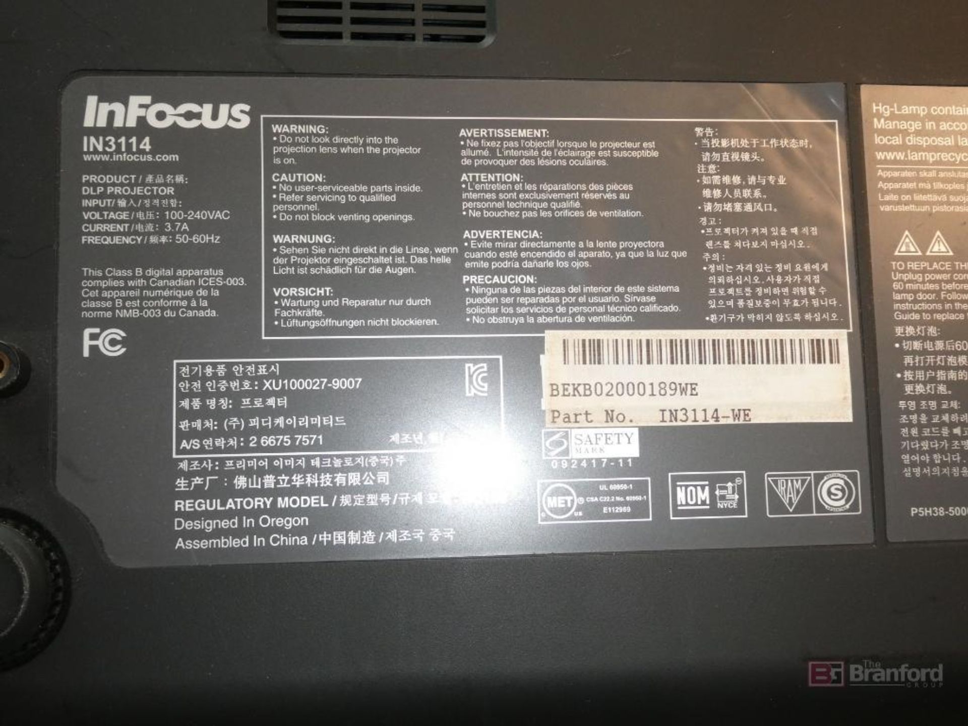 (1) Mitsubishi XL550U Projector - Image 7 of 7
