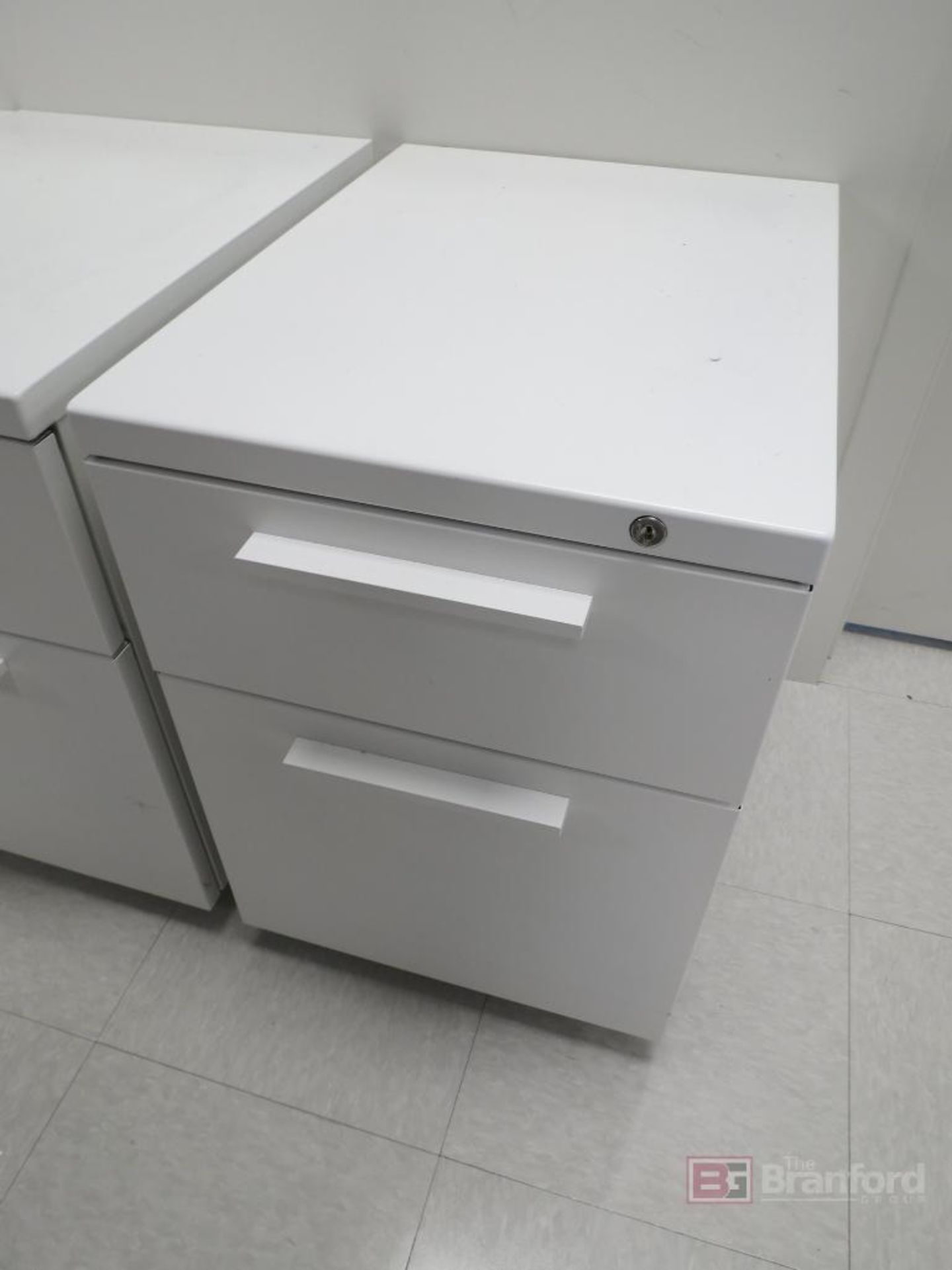 (5) White Metal Two Drawer Cabinets - Image 2 of 3