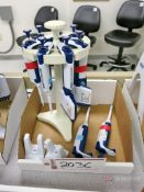 Lot of (9) Rainin Pipettes w/ Stands, Sizes Include: L20, L10, L300, L200