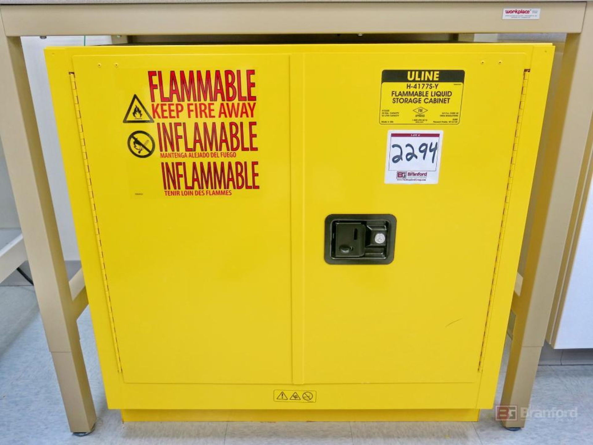 Uline H-4177SY Flammable Liquid Storage Cabinet