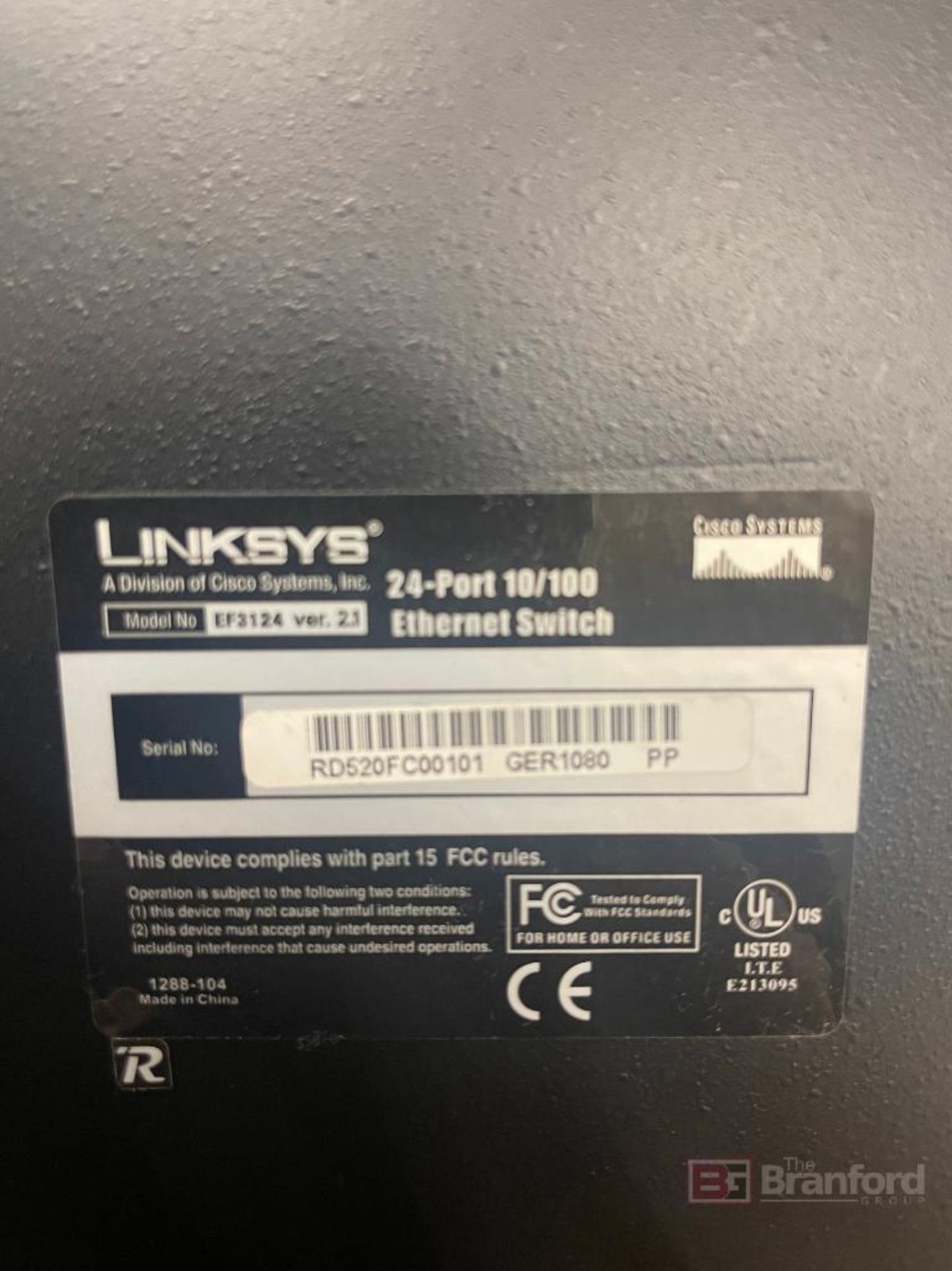 (3) Linksys EF3124 Ethernet Switches - Image 5 of 5