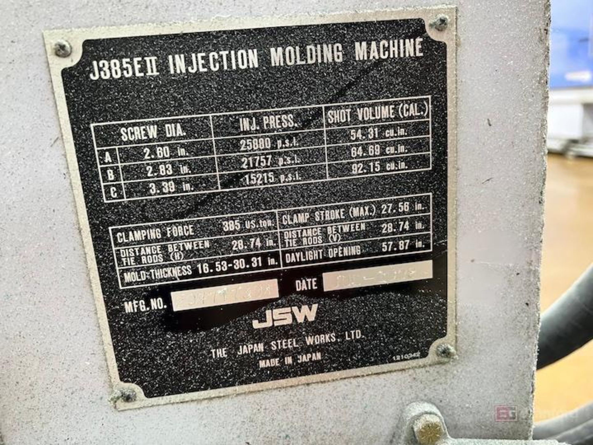 JSW J385EII Injection Molding Machine - Image 11 of 11