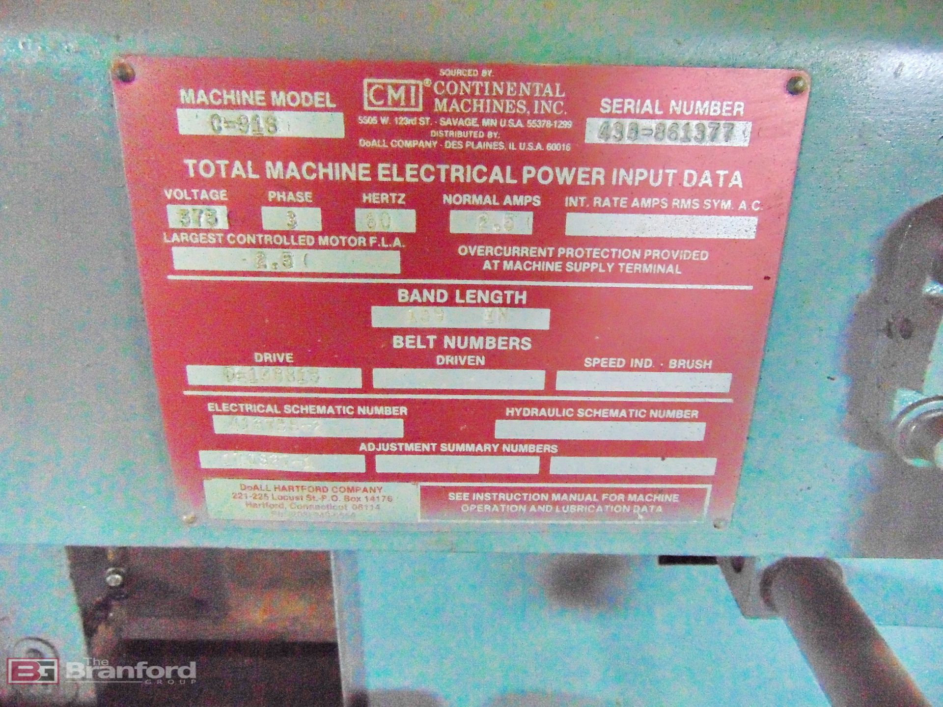 DoAll Model C916 Horizontal Band Saw - Image 4 of 4