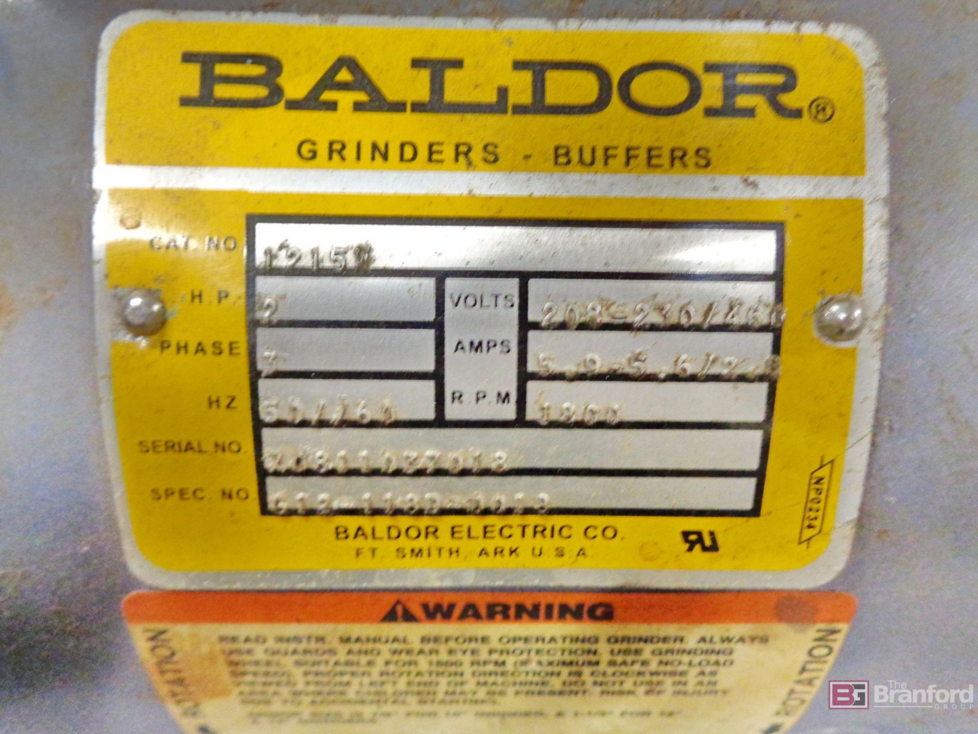 Baldor Cat# 1215 Double End Grinder - Image 2 of 2