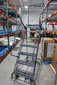 Rolling 7-step platform ladder w/ hand rails