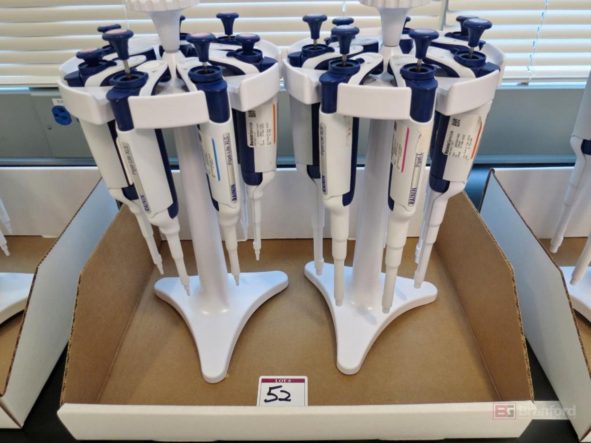 Lot of (14) Rainin Pipettes w/ Stands