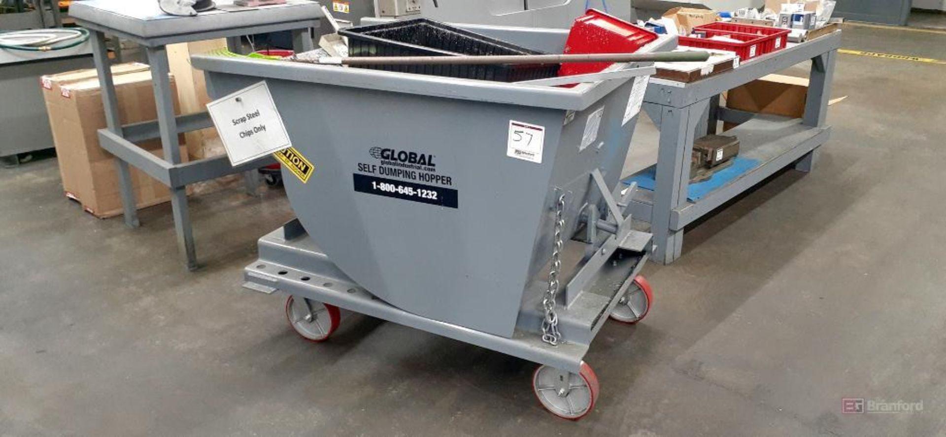 Global Model 5099-GRY, Steel Self Dumping Hopper