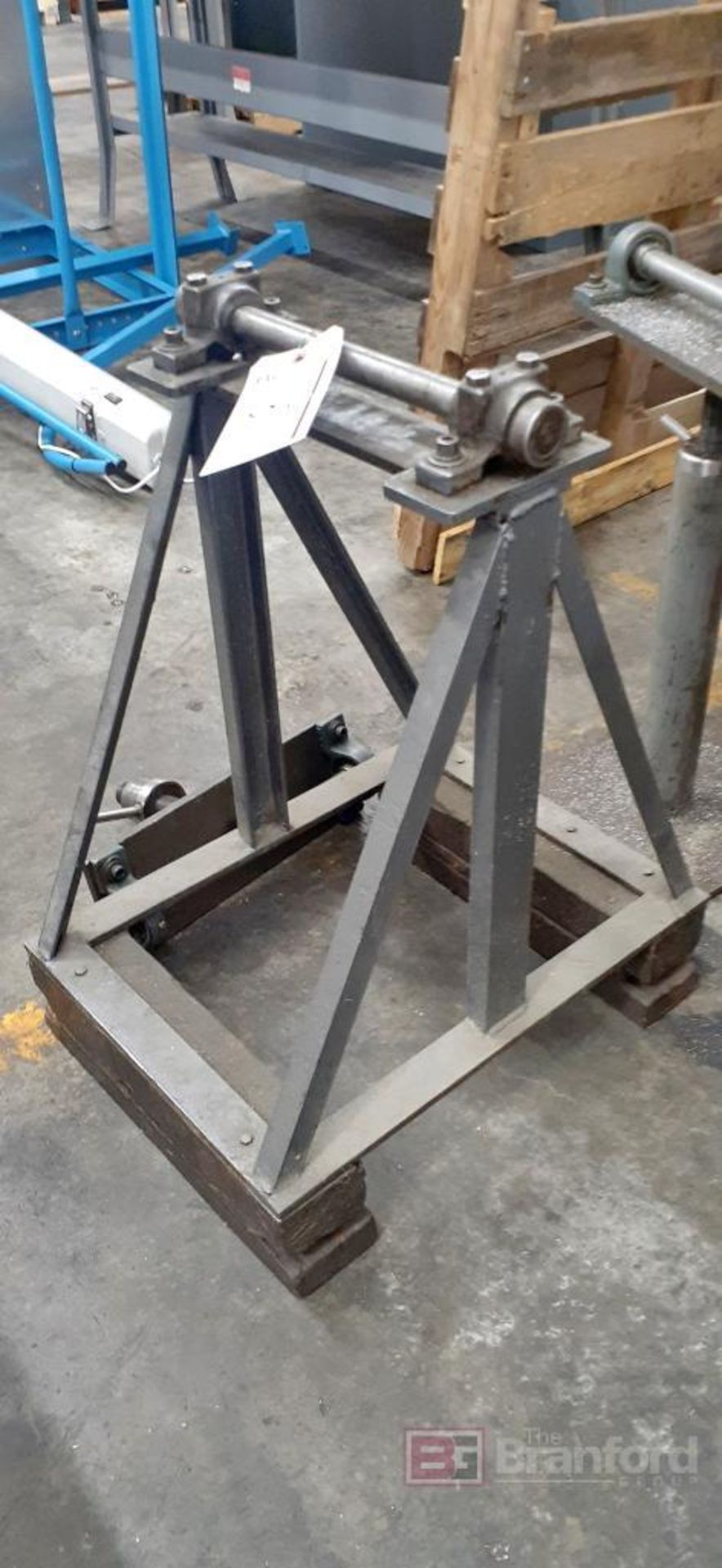 (2) Steel Material Feed Stands w/ (3) Roller Heads - Image 2 of 4