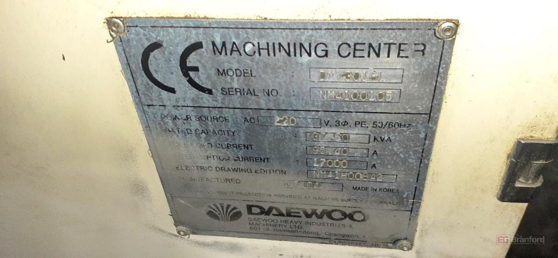 Daewoo Model DMV3016L, Diamond Series CNC Vertical Machining Center - Image 13 of 13