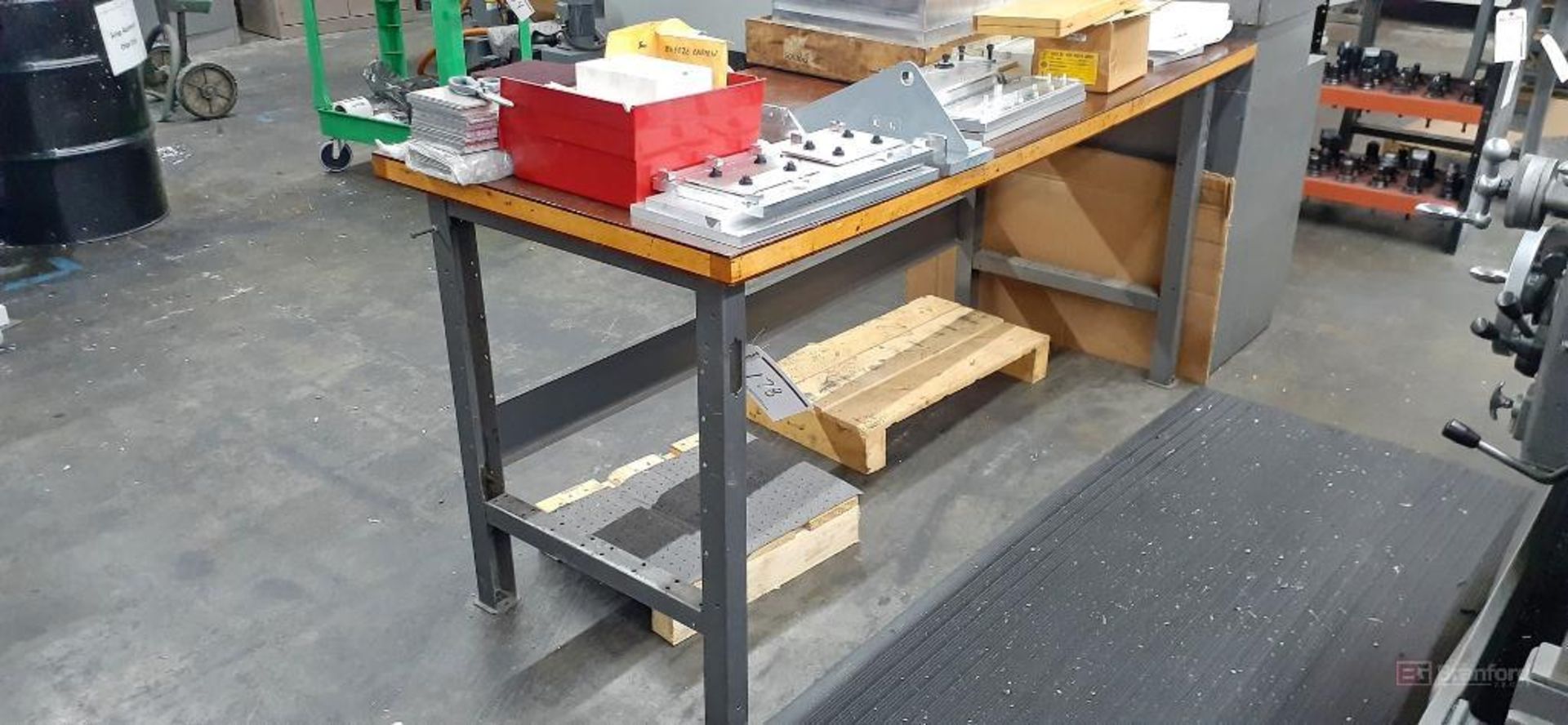 (3) Steel Framed Wood Top Work Benches
