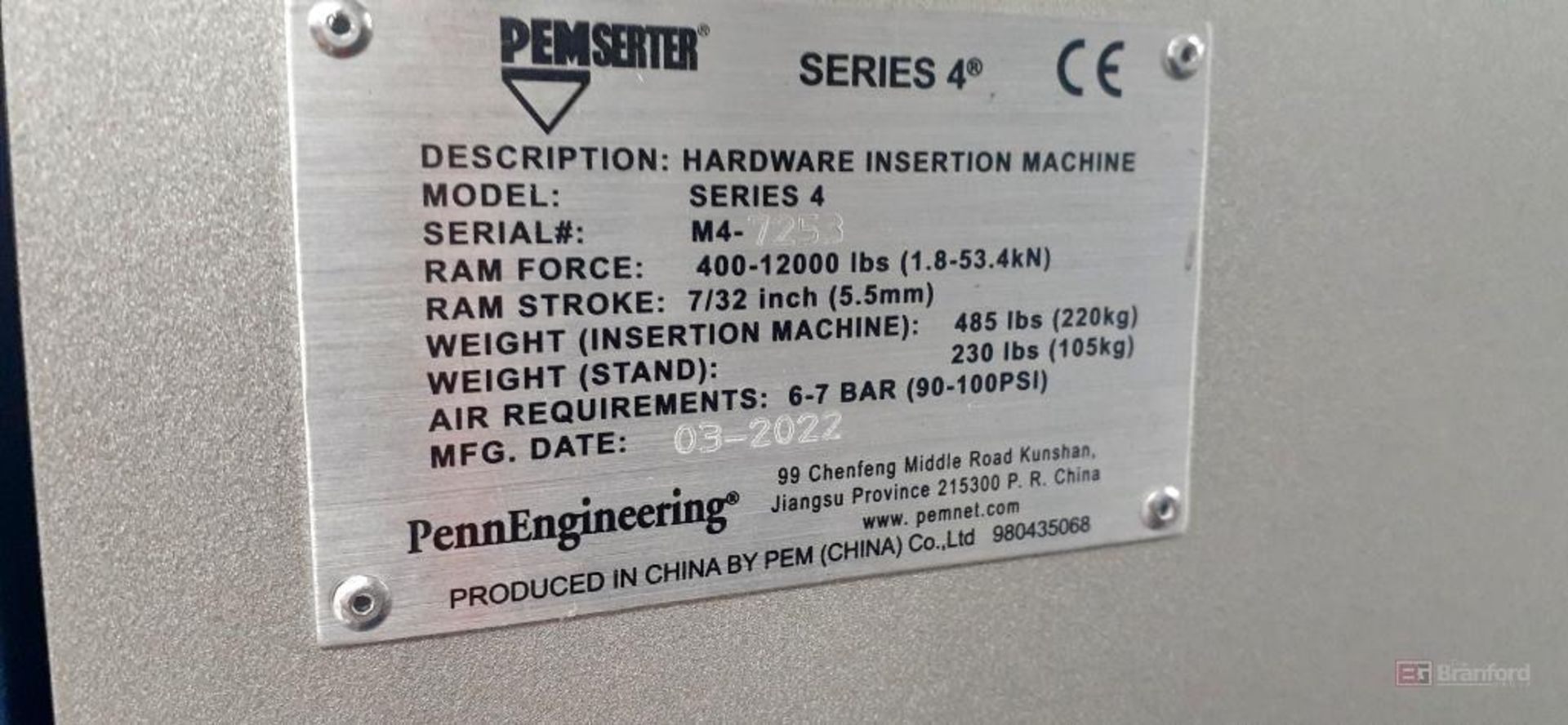 Penn Engineering Model Pemserter M4 Series 4, 6-Ton Pneumatic Insertion Press - Image 7 of 7