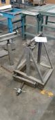 (2) Steel Material Feed Stands w/ (3) Roller Heads