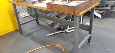(2) Steel Framed Wood Top Work Benches