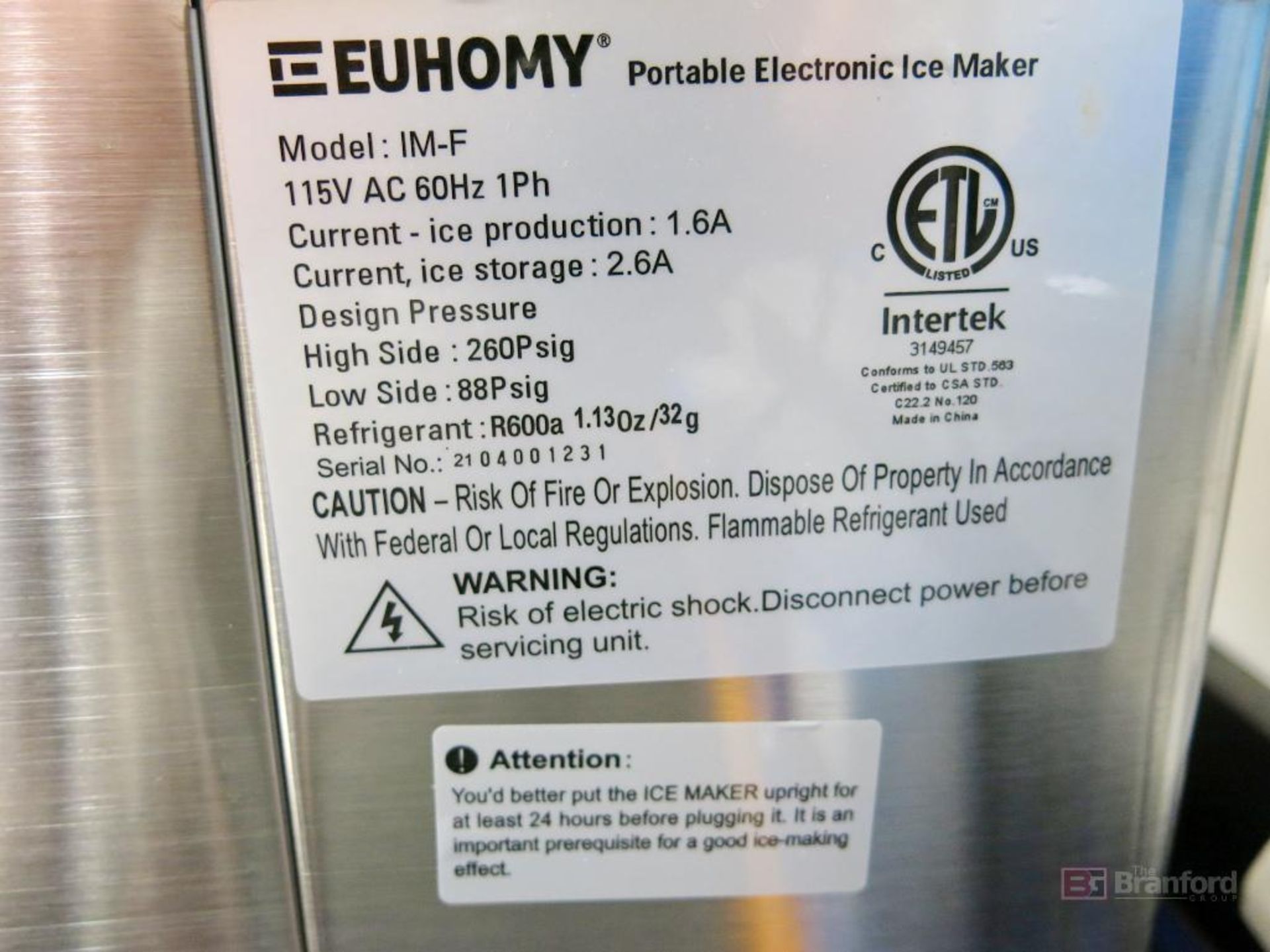 Euhomy Model IM-F Electric Icemaker - Image 3 of 3