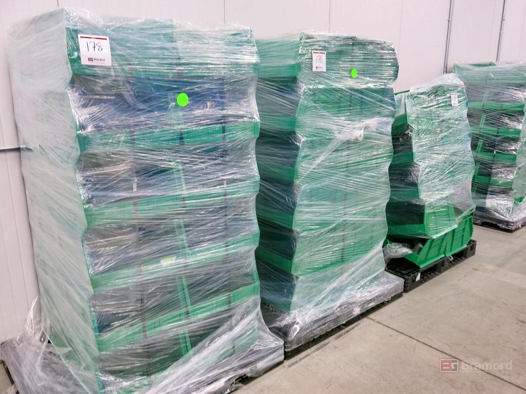 (3) Pallets of Uline Arco Style Stackable Bins, 24 L x 17 W x 10