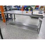 Assorted Steel Tables, (2) Castered Steel Shelving Units