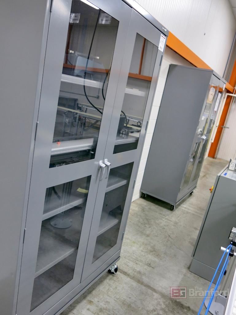 (2) Uline Heavy Duty 2-Door Clear Panel Castered Storage Cabinets w ...