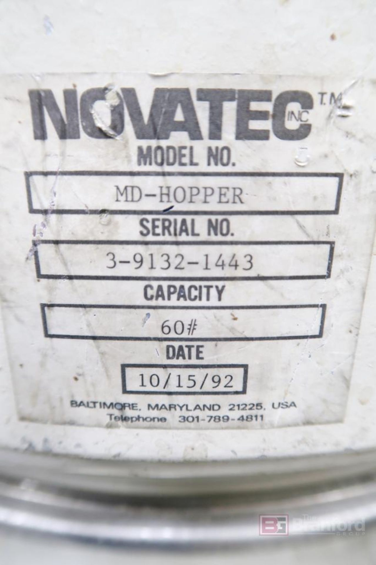 Novatec Dryer Model DCS-25 w/ 60-Lb Hopper - Image 9 of 9