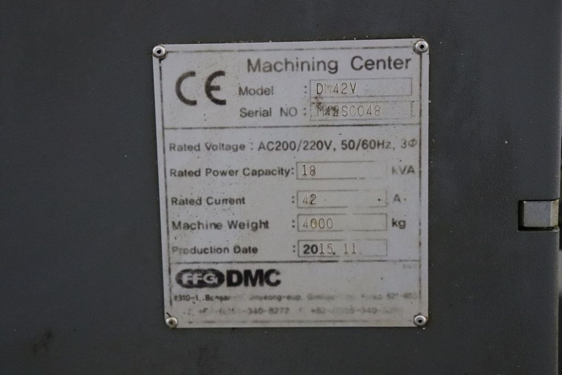 FFG DMC DM42V Vertical Machining Center, VMC - Image 12 of 13