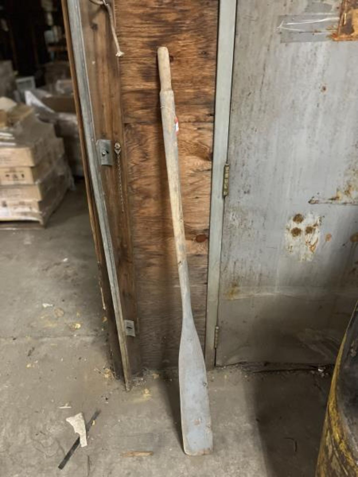 Single 5' Oar with Some Gray Paint in Mill Building