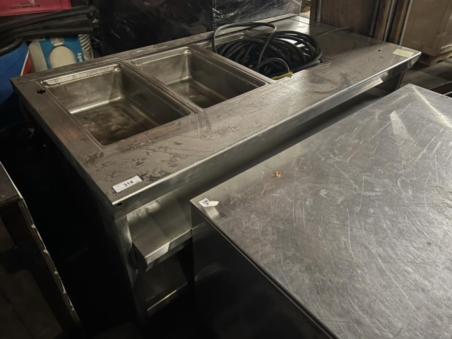 Lot of Pizza Oven, 3-Bay Steam Table, 2-Door Under Counter Refrigerator, Condition Unknown,