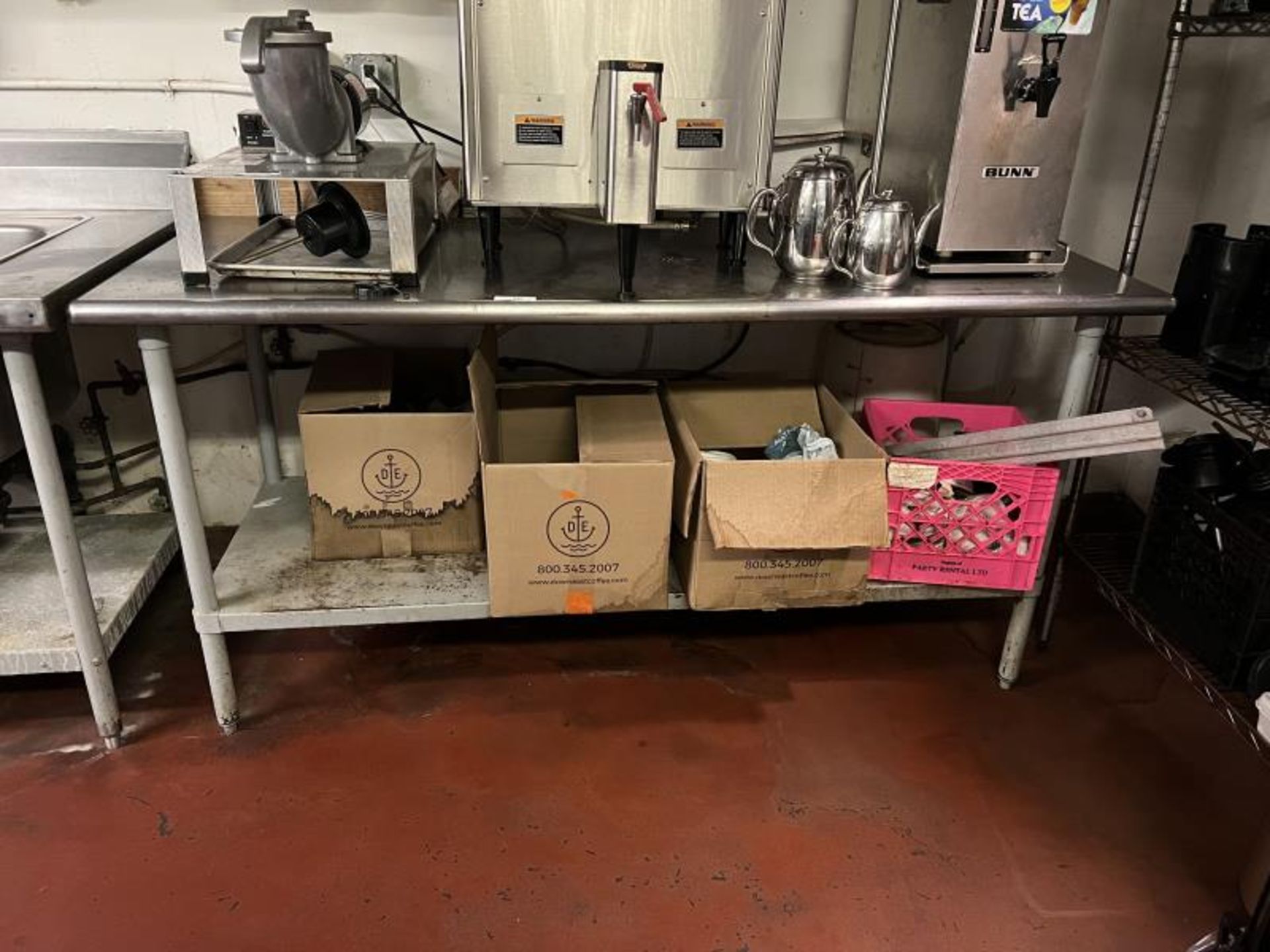 Stainless Steel Prep Table with lower shelf, 6'x30" in Main Kitchen