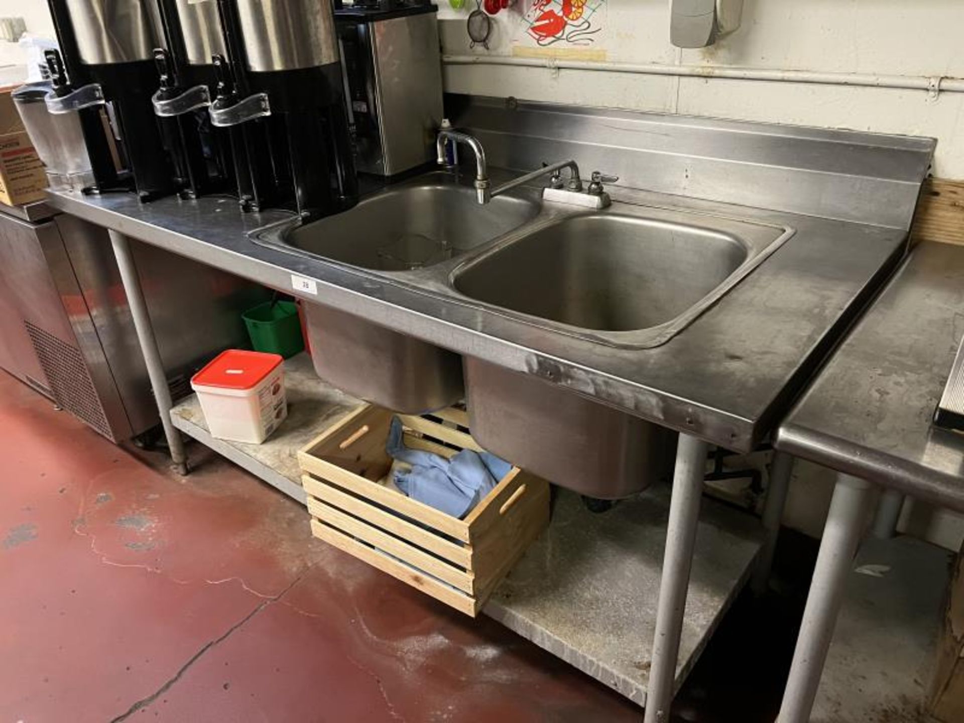 2-Bay Stainless Steel Sink with Lower Shelf in Main Kitchen