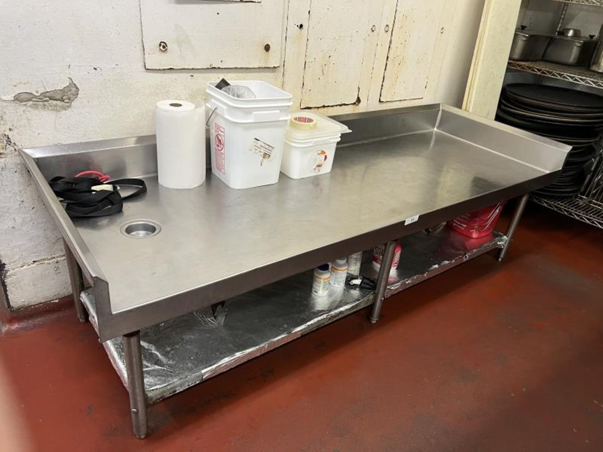 Stainless Steel Drying Table with Lower Shelf 7' Long x 30" Deep x 26" Tall in Main Kitchen
