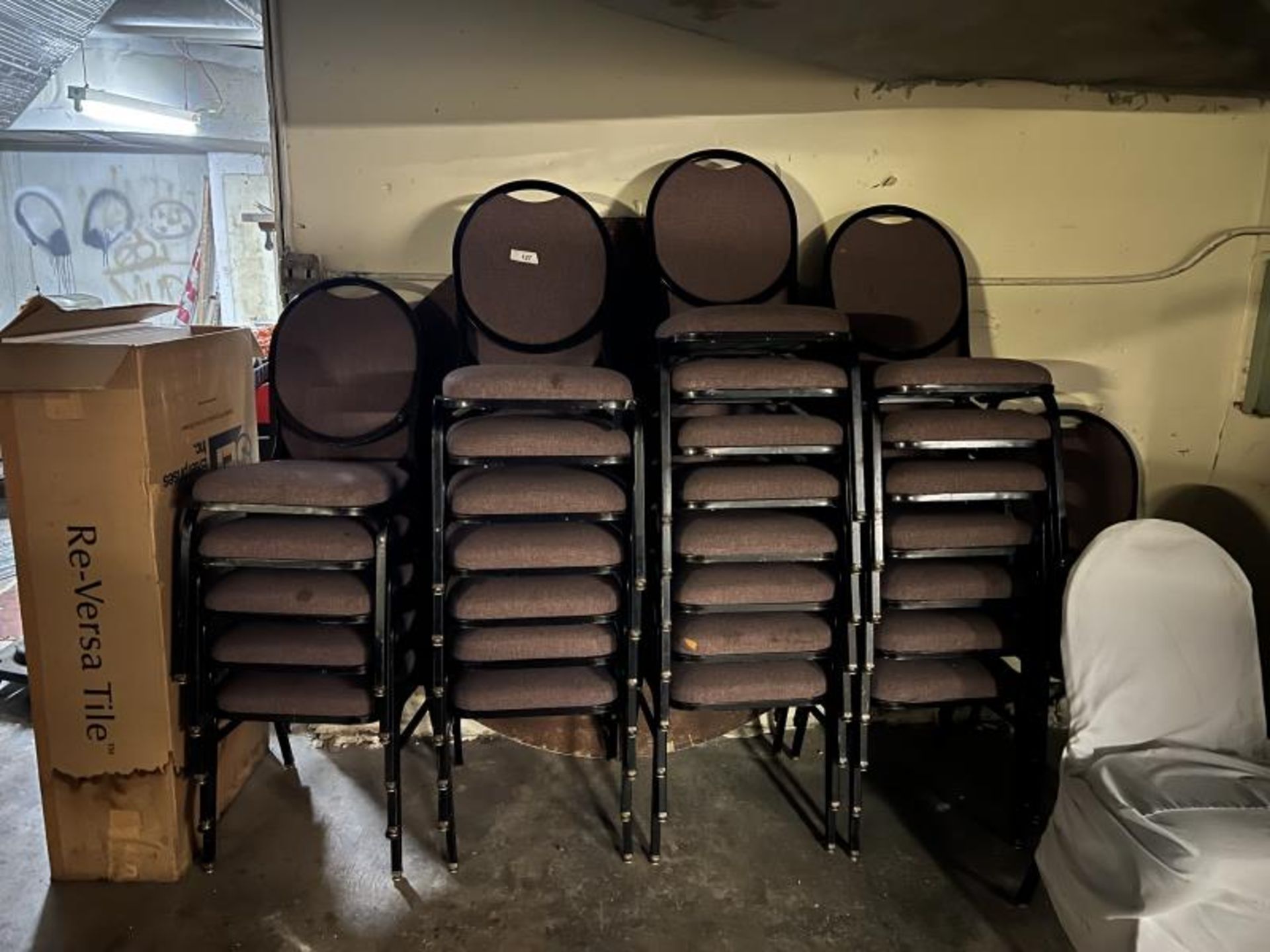 Approx. 125 Banquet Chairs, Cloth, in Basement Kitchen