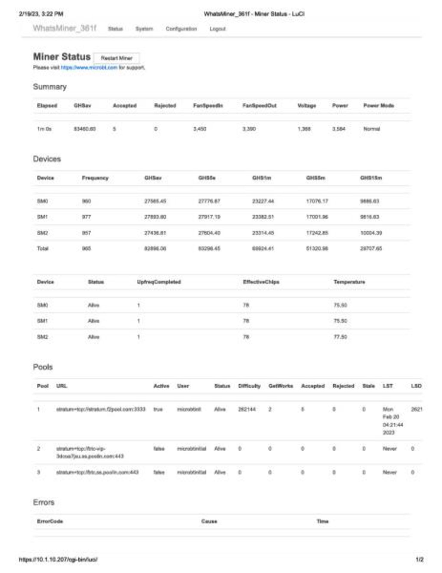 MicroBT WhatsMiner Bitcoin Server M: WhatsMiner M31S+_VE20, TYPE: 50_14V, 82T 42 - Image 8 of 8