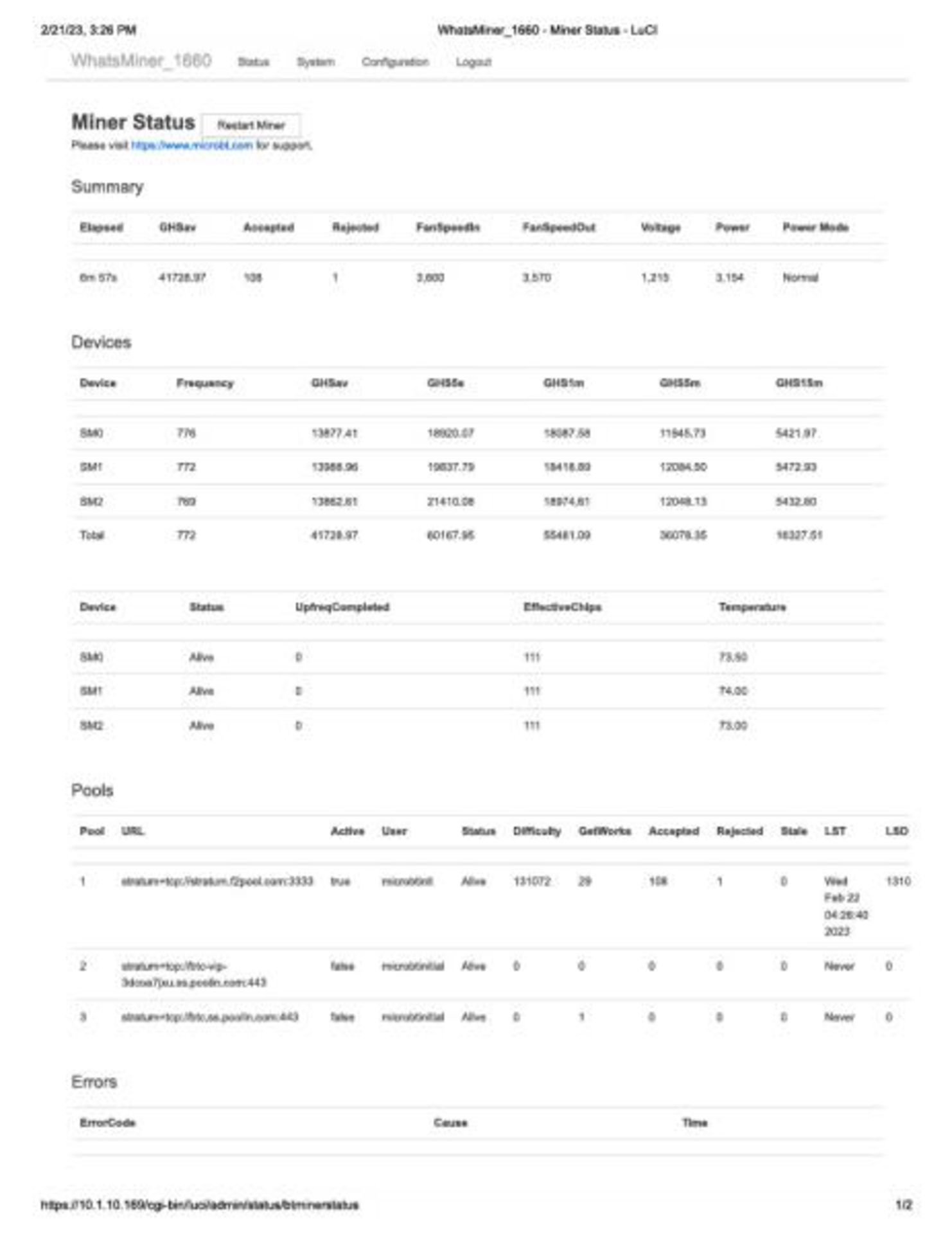 MicroBT WhatsMiner Bitcoin Server M: WhatsMiner M31S+_V100, TYPE: 30_12V, 82T 40 - Image 7 of 7