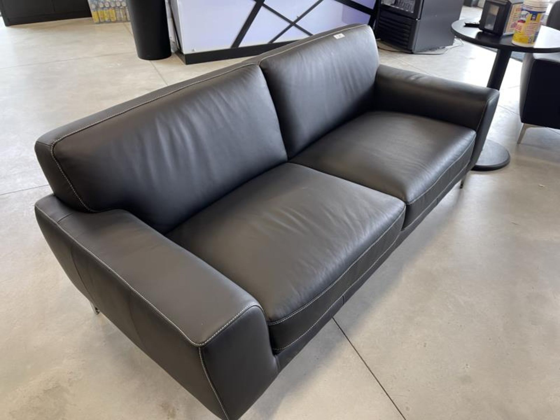 Black Leather Sofa by New Classic Furniture, Model: L986-30-BLK, 78"Long, Made 2020