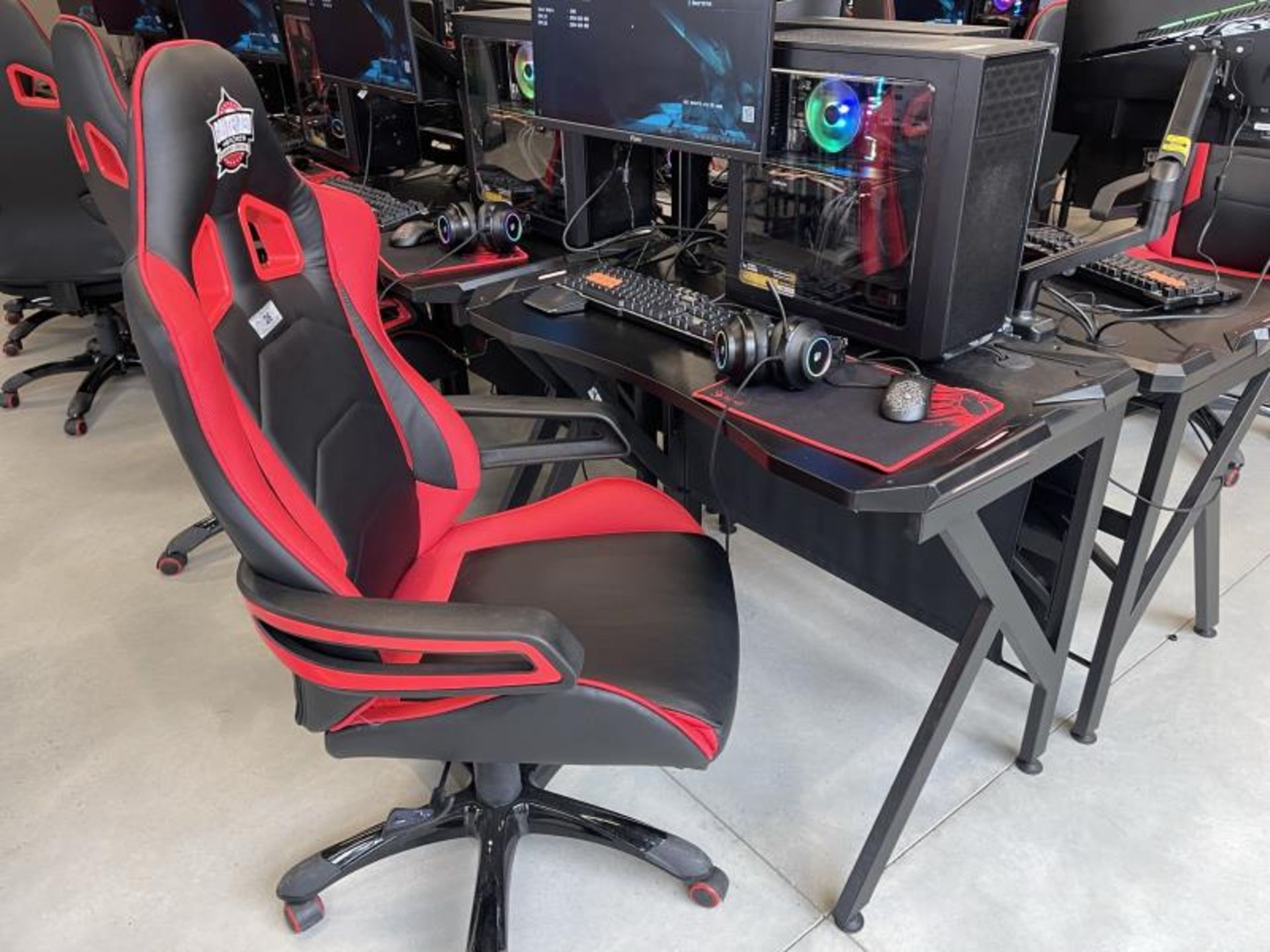 Gaming Desk 40" x 24" w/ Contender Red & Black Gaming Chair