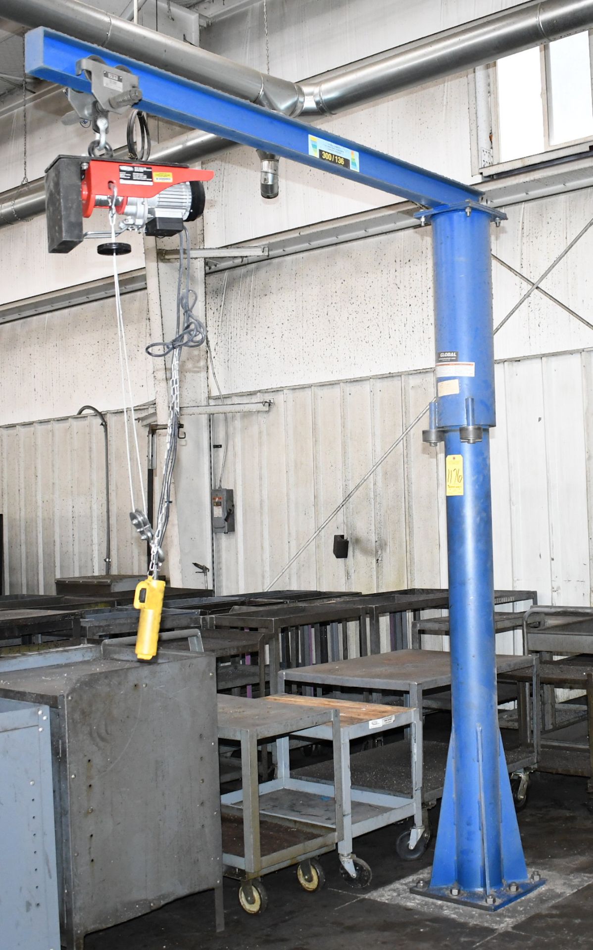 Global Model JIB FM3, 300-Lbs. Capacity 360-Degree Jib Crane Arm with Ironton 440-Lbs. Capacity