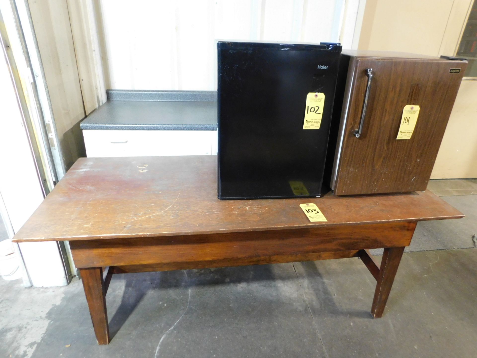 Wood Table and Shelving Unit