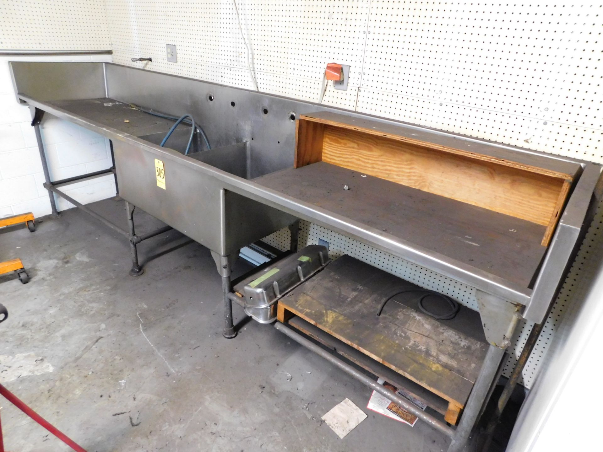 2-Bay Stainless Steel Sink, 11' Overall Length