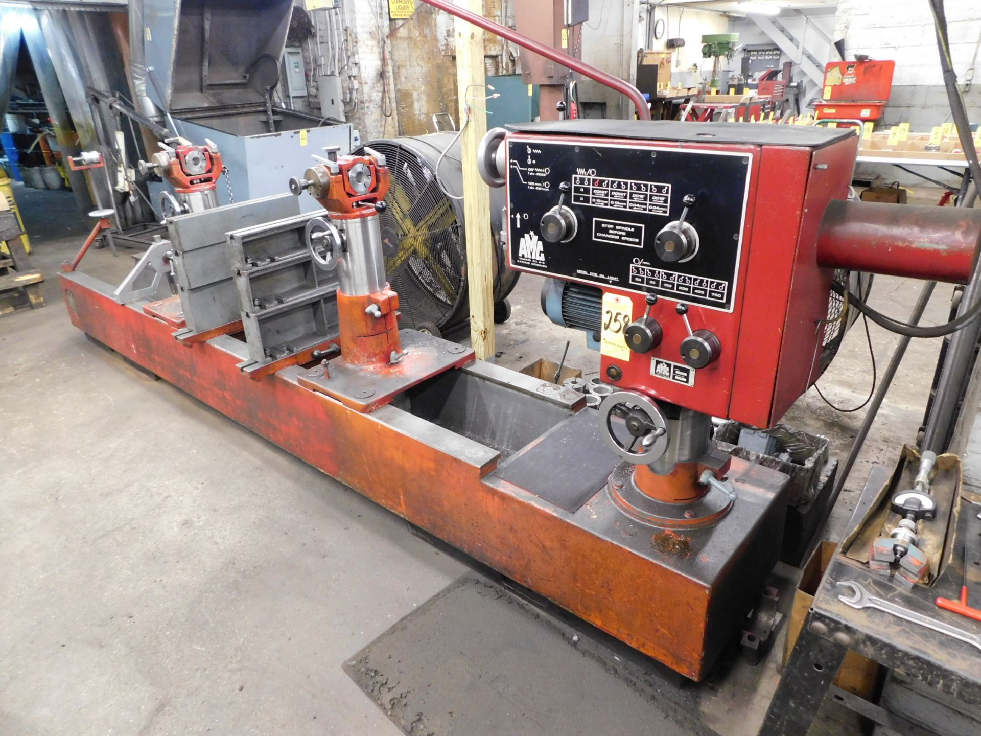 AMC Model L2500 Line Boring Machine, s/n 507, Maximum Block Length 104”, Spindle Speeds 50, 85, 150,