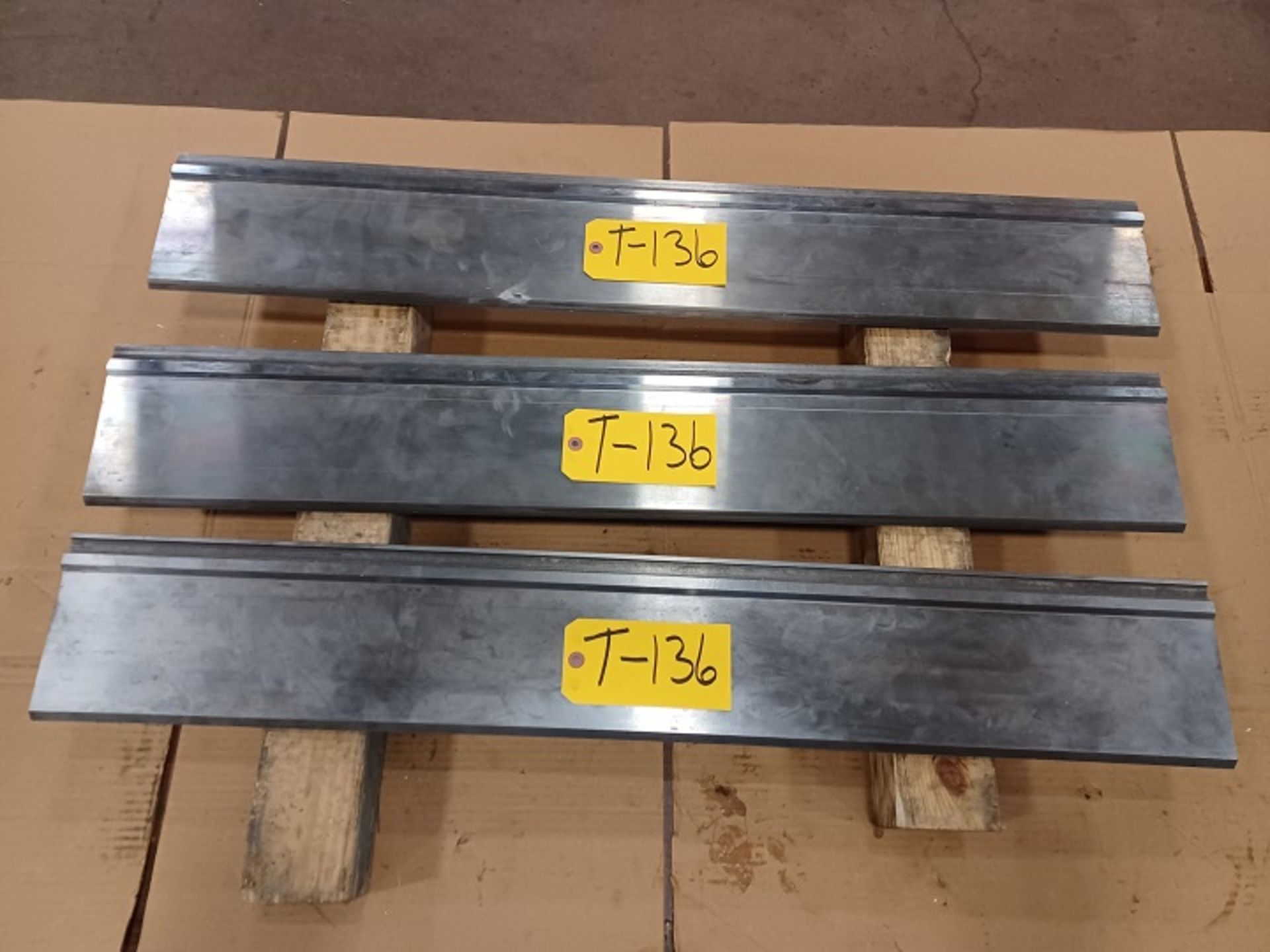 (3) Box Forming Punches, 40" Length Each, 120" Total Length, 5.625" Net Height, Safety Tang