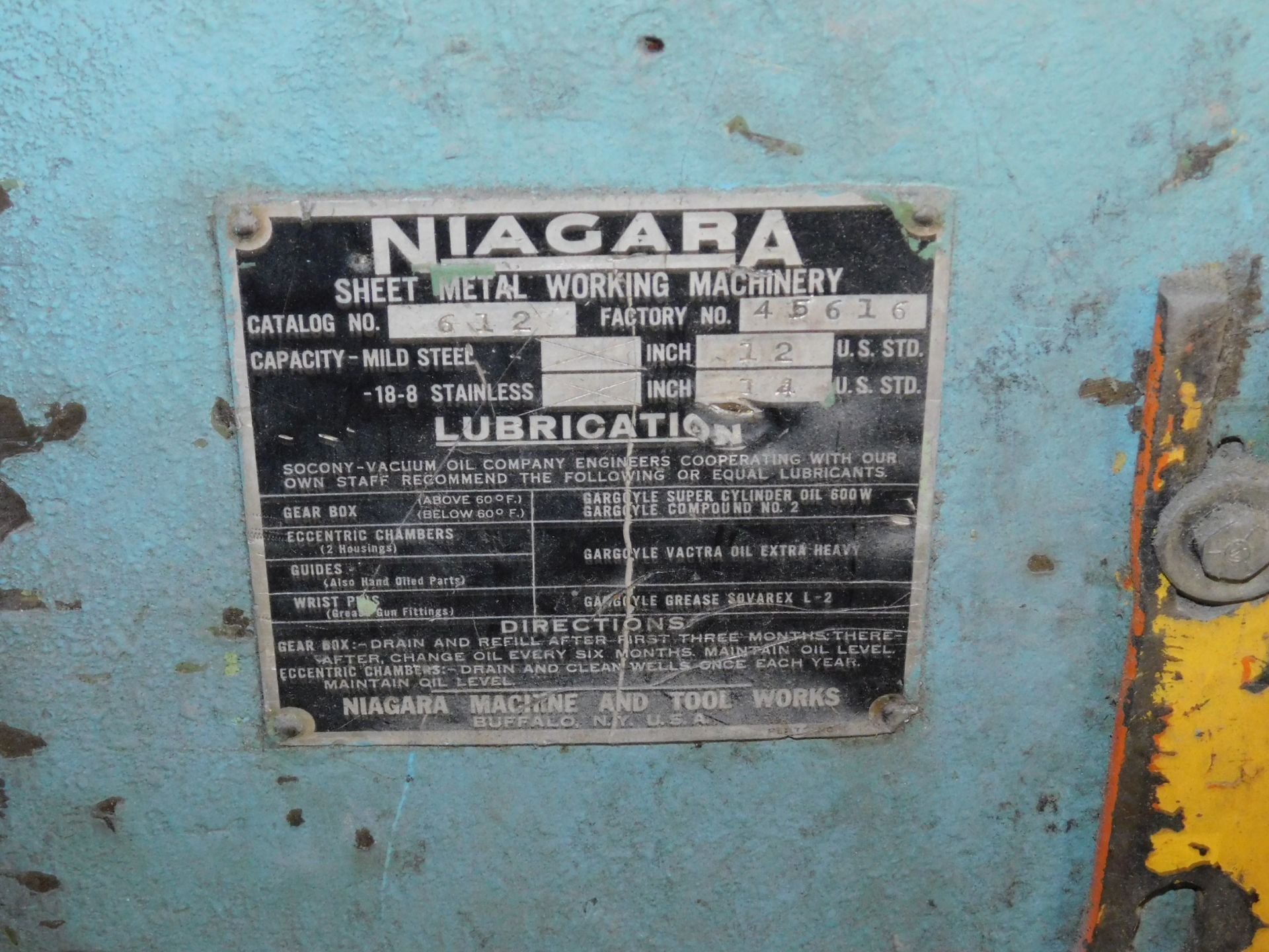 Niagara Model 612 Power Squaring Shear, 12' X 12 Gauge Capacity, 10' Squaring Arm, Power Back Gage - Image 9 of 9