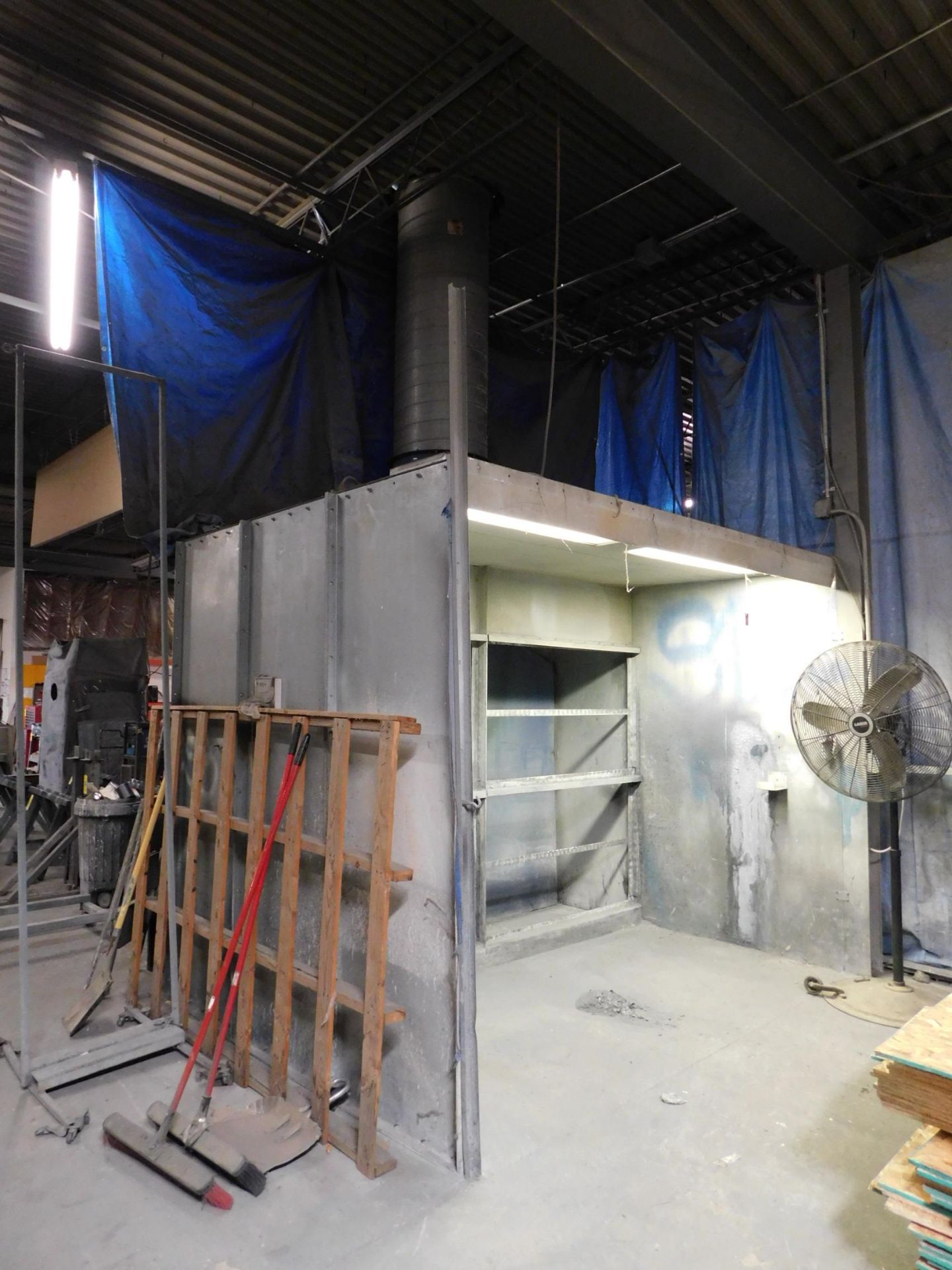 Paint Booth, 128" Wide X 96" Tall, 92" Overall Depth with Exhaust Fans, Duct Work From Fan to Roof