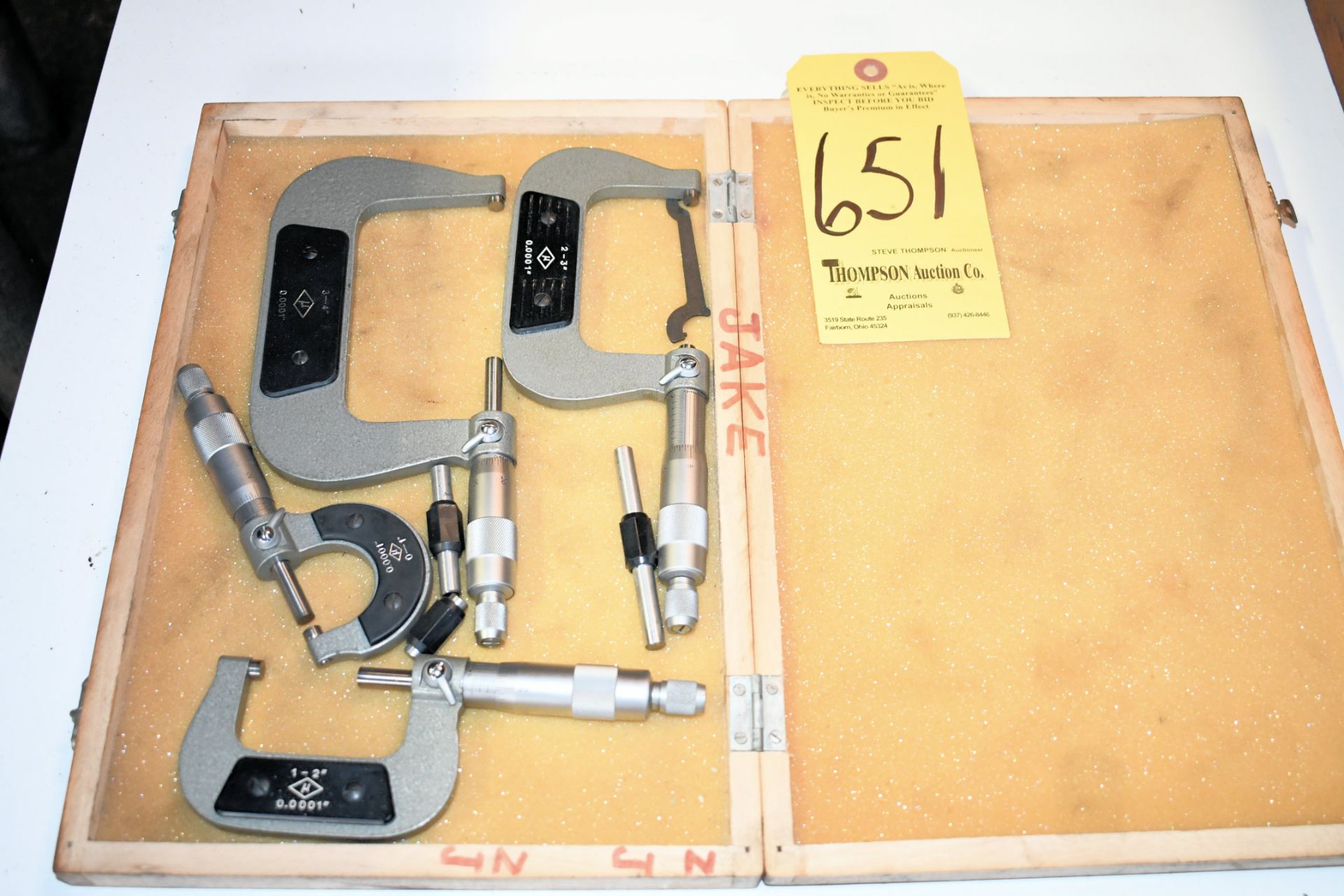 Lot-(4) Micrometers with Case, 0" - 1", 1" - 2", 2" - 3", 3" - 4"