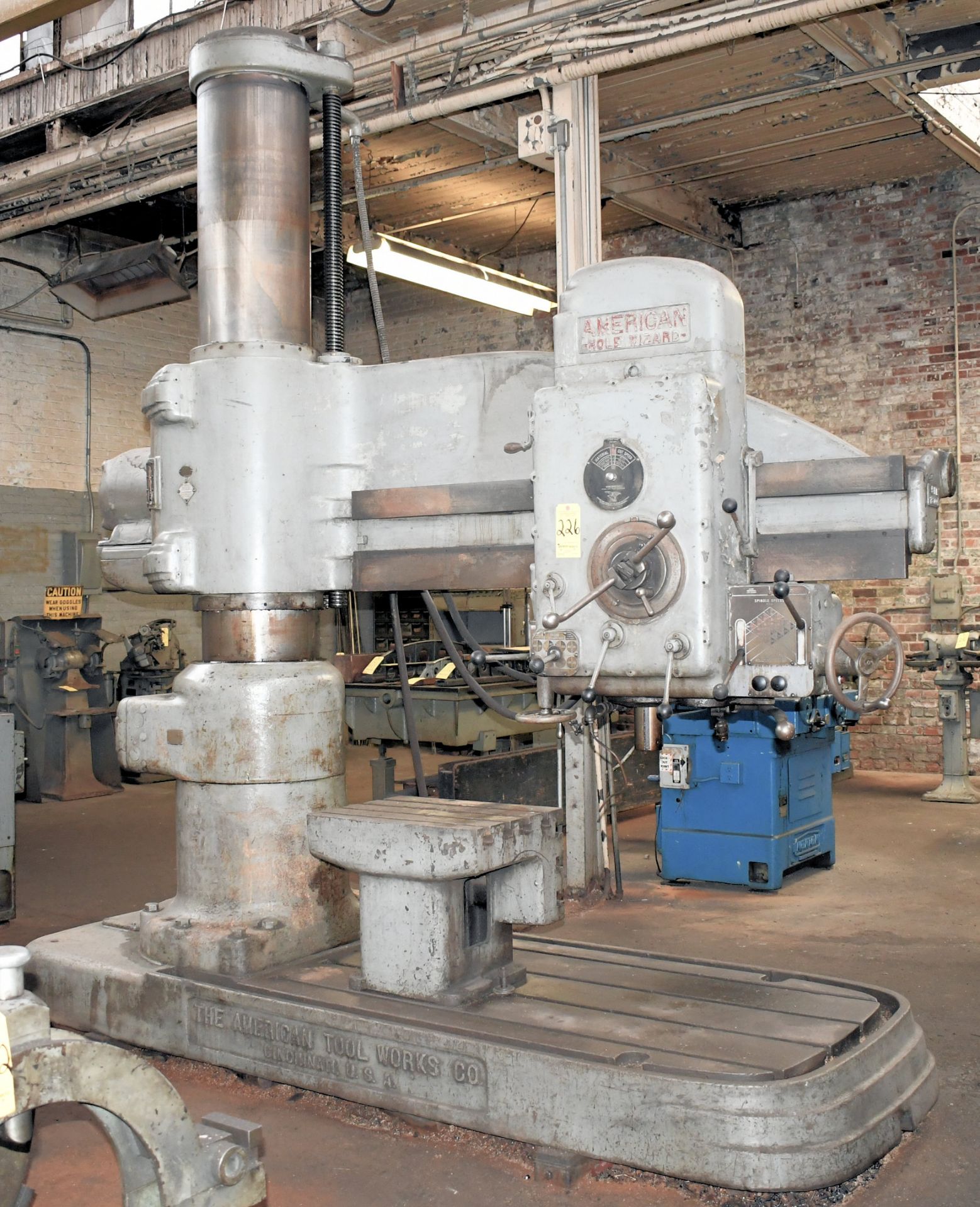 American Hole Wizard 5' Arm X 15" Column Radial Arm Drill, S/N 73055, 18" X 24" Box Table