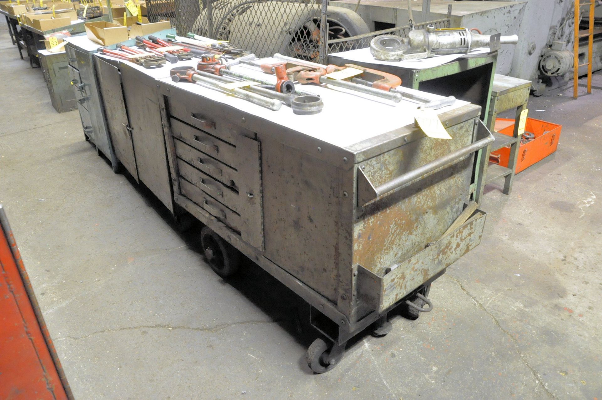 Lot-(2) Steel Cabinets with Heavy Duty Tool Cart (Contents Not Included) (Not To Be Removed Until