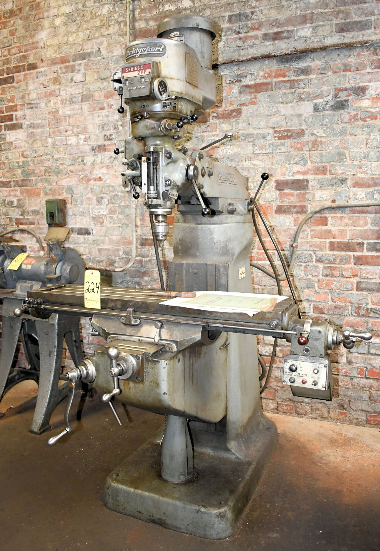 Bridgeport Series I 2-HP Vertical Milling Machine, S/N 12BR-193239, 9" X 42" Power Feed Table